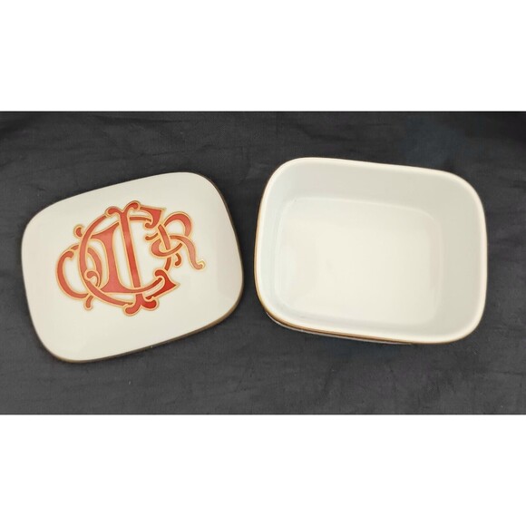 Christian Dior Fine Porcelain Red Dior Monogram Trinket Box Made in Japan 2X2.5 - Picture 3 of 6